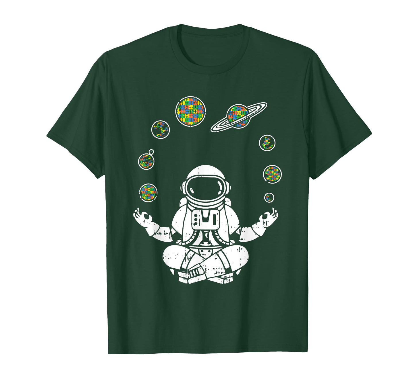Yoga Astronaut Space Planets Autism Awareness Gifts For Mom T-Shirt