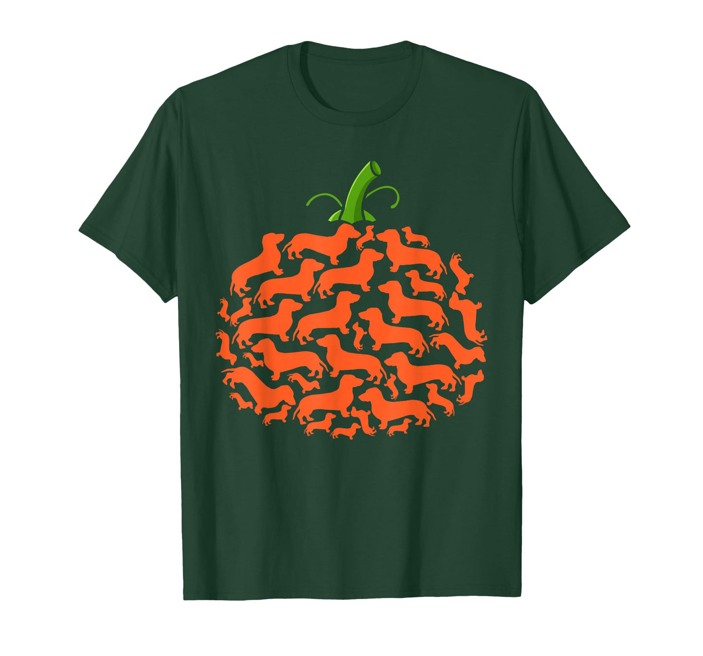 Dachshund Pumpkin Shape Plaid Leopard Dog Autumn Halloween T-Shirt