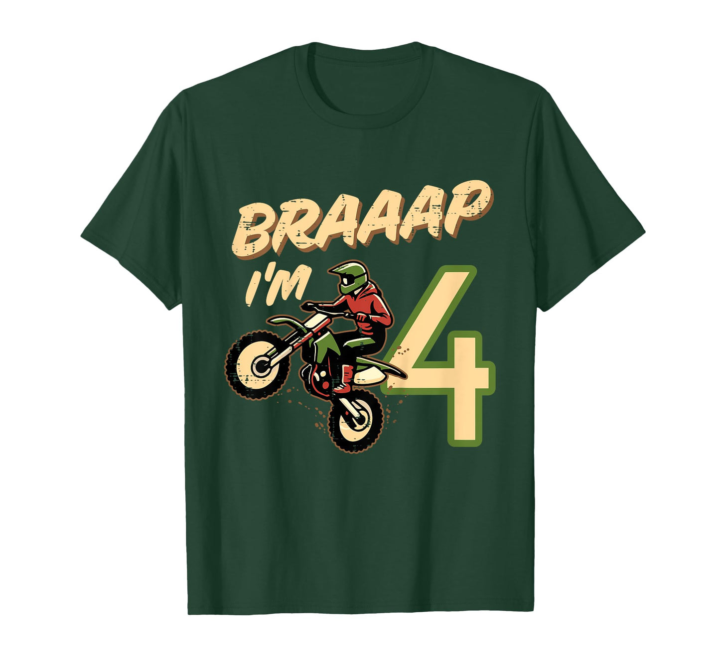 Kids Braaap Im 4 Dirt Bike 4th Birthday Bday Motocross Boys Kids T-Shirt