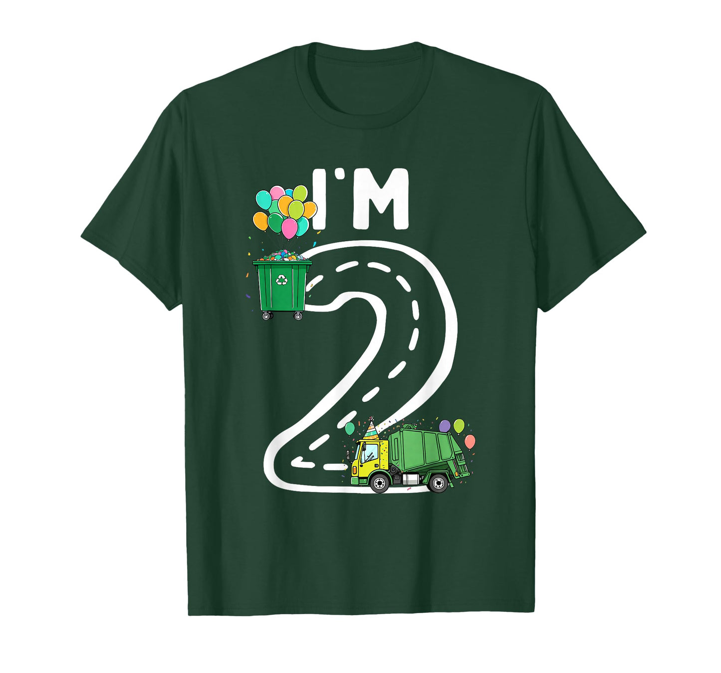I'm 2 Two Years Old Garbage Truck 2nd Birthday Boy Kids T-Shirt
