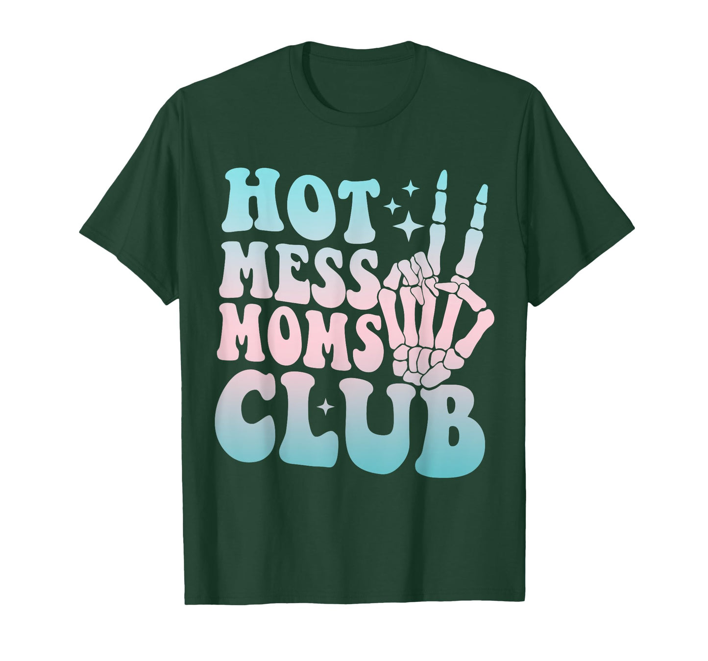 Hot Mess Moms Club Mother's Day Groovy Hot Mess Moms Club T-Shirt