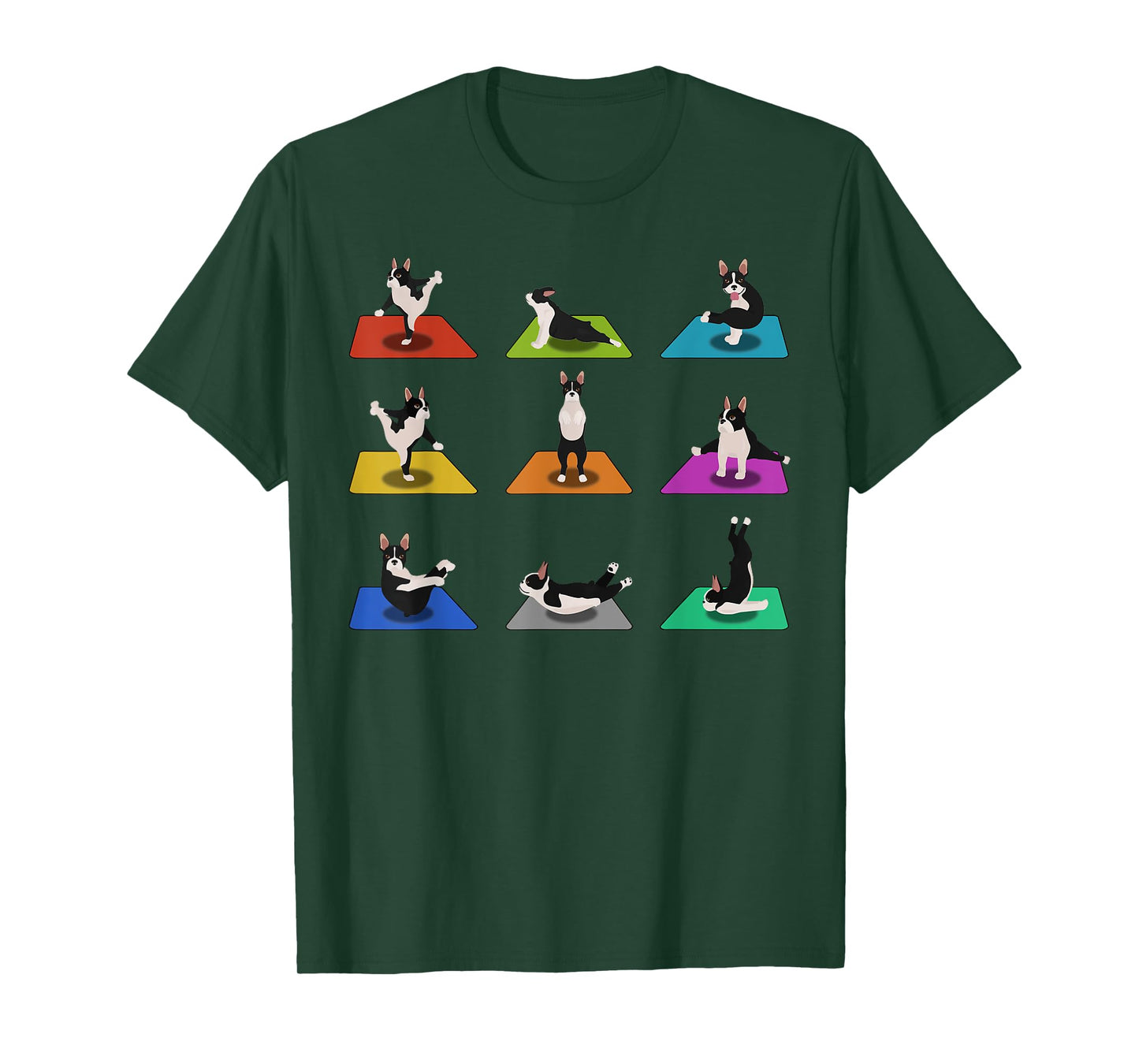 Funny Boston Terriers Yoga Asana Pose and Meditation T-Shirt
