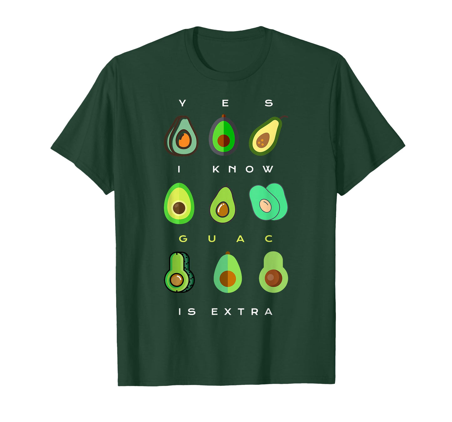 Yes I Know Guac Is Extra Funny Avocado Guacamole T-Shirt