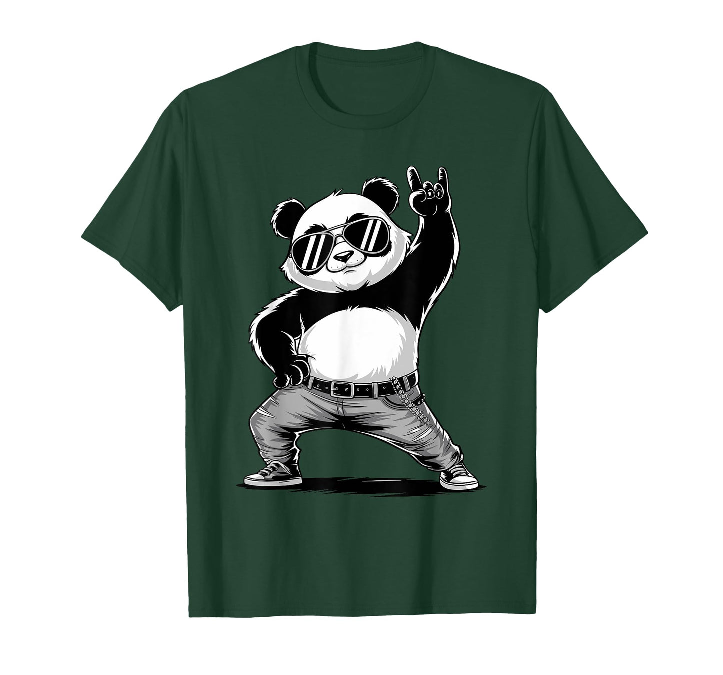 Retro Panda Rock Music Men Kids Women Panda Lover Costume T-Shirt