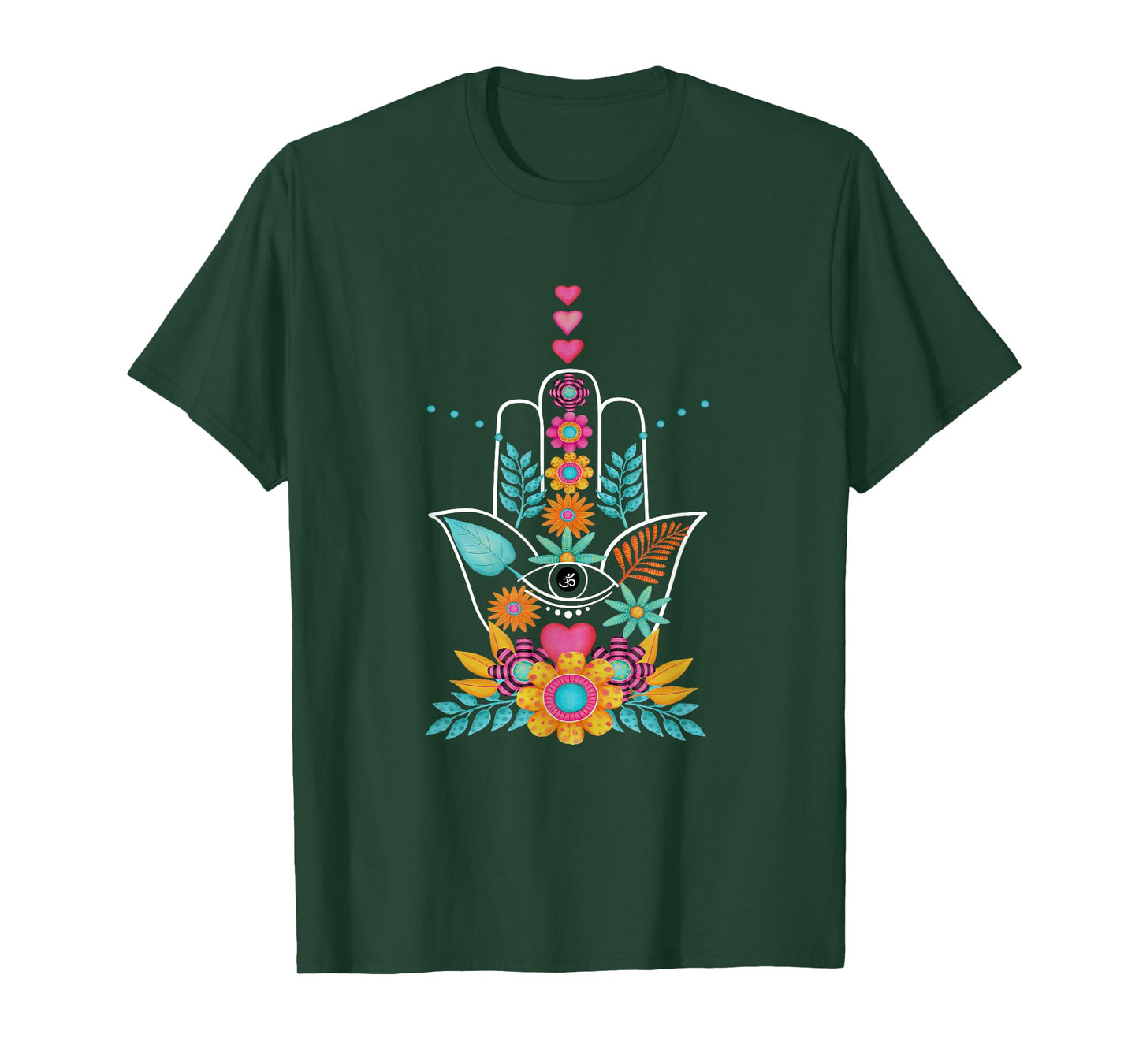 Hamsa Evil Eye Hand Of Fatima Flowers Protection Symbol Gift T-Shirt
