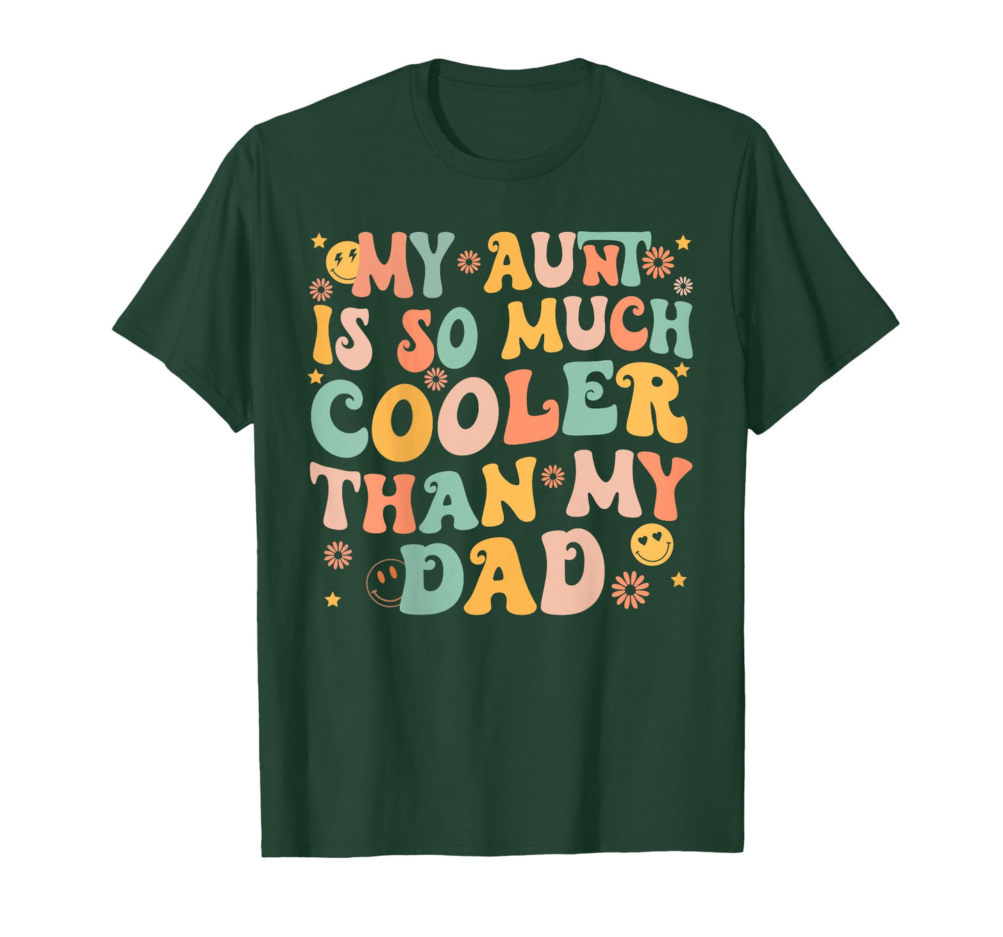 Kids Groovy My Aunt Is So Much Cooler Than My Dad (on back) Kids T-Shirt