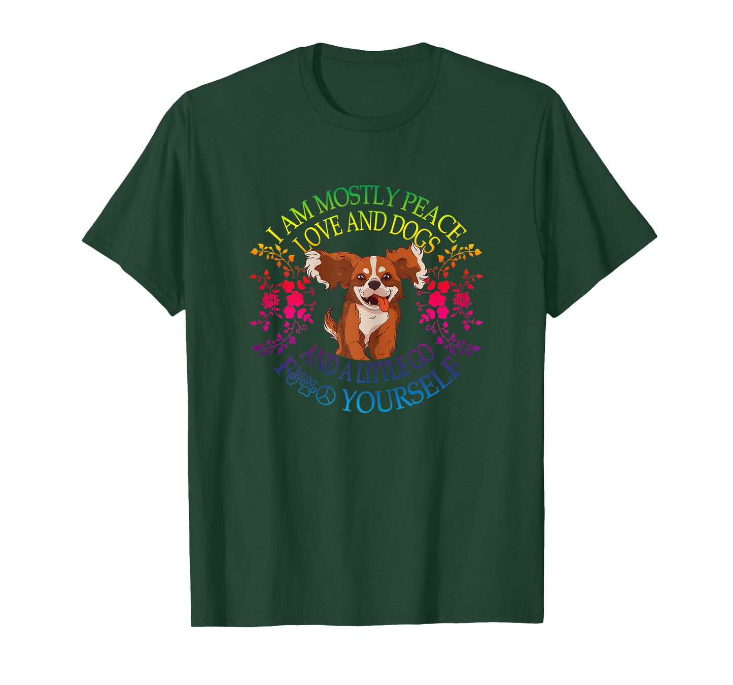 Womens Lovely Dog Saying I Am Mostly Peace Love And Dogs Funny Yoga T-Shirt