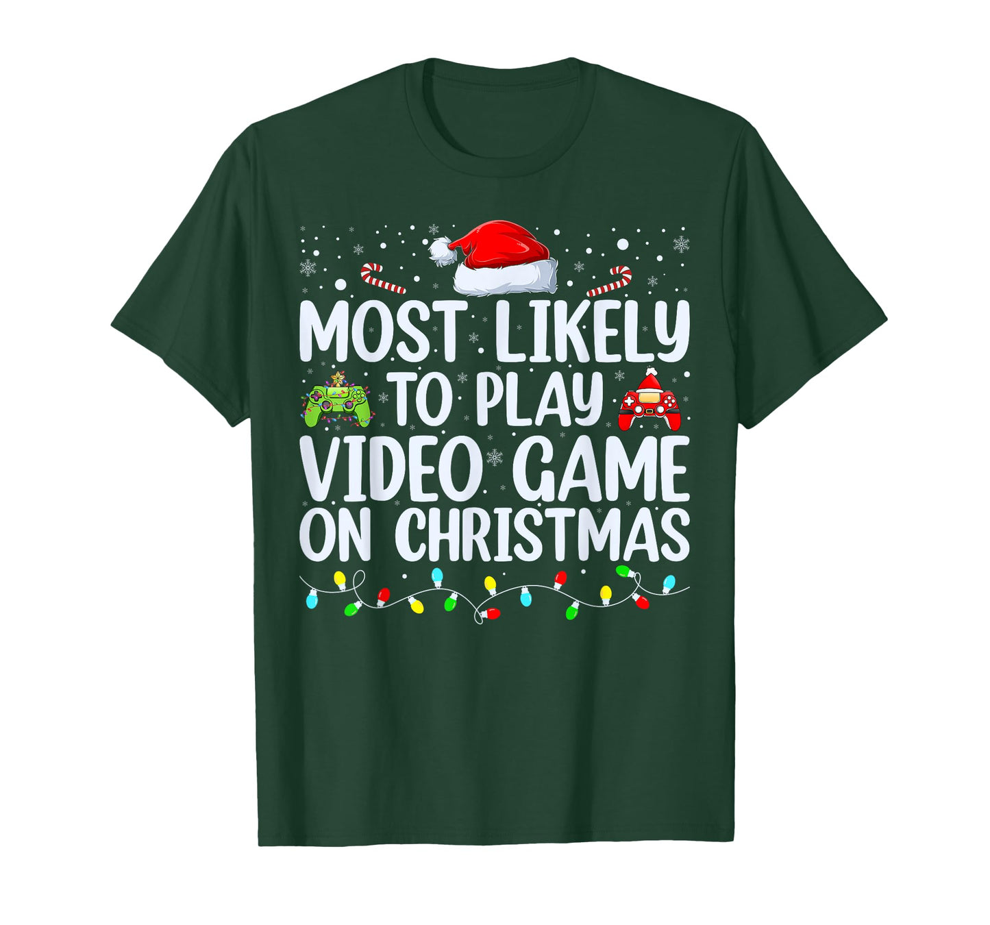 Most Likely To Play Video Game On Christmas Santa Gaming T-Shirt