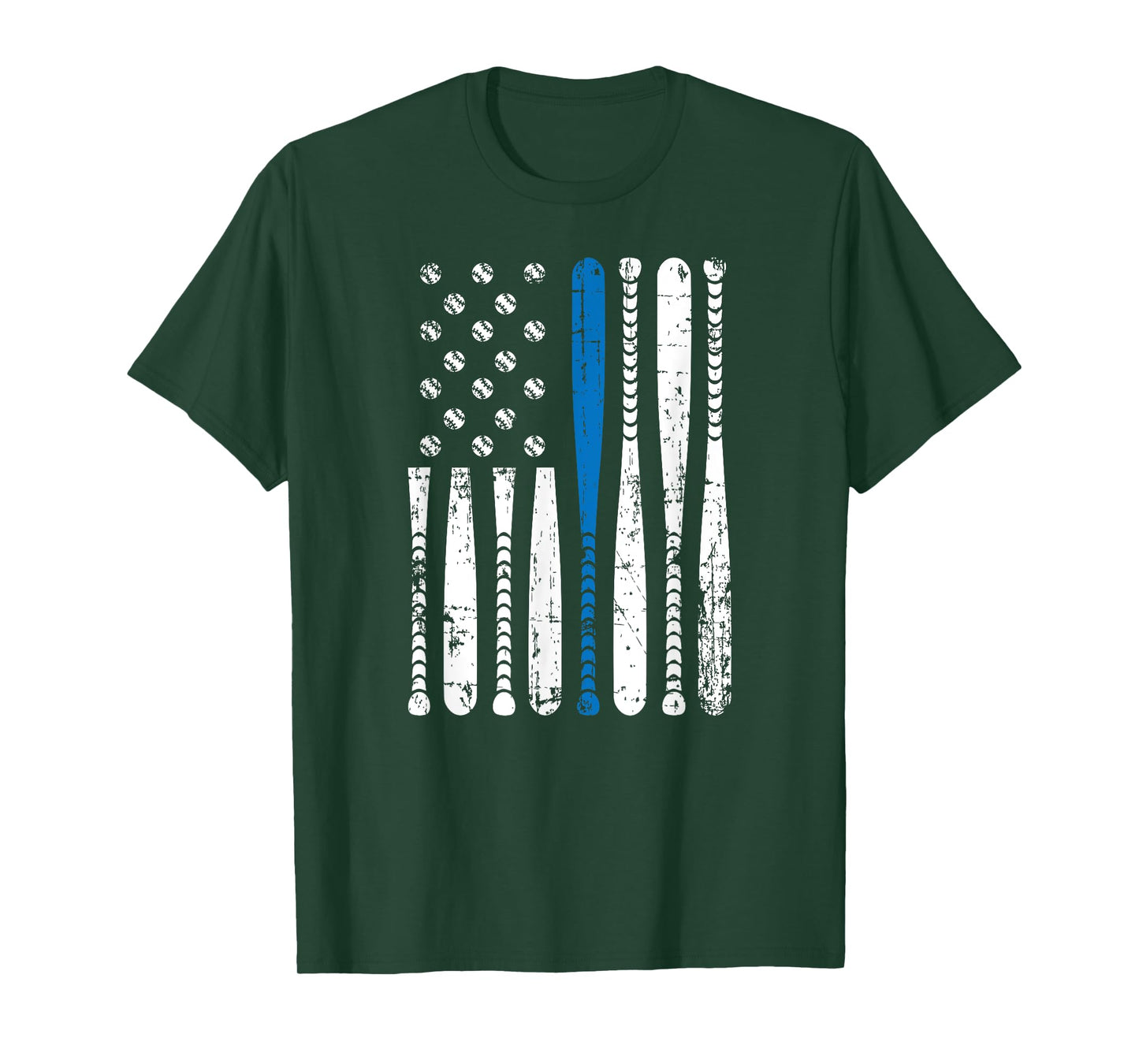 Thin Blue Line LEO USA Flag Police Support Baseball Bat Tee T-Shirt