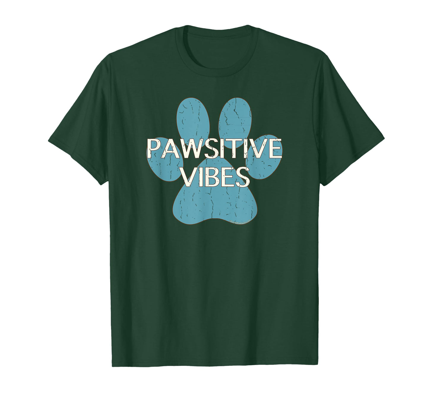 Pawsitive Vibes Blue Dog Cat Paw Print Motivational Shirt T-Shirt for Men Women Kids