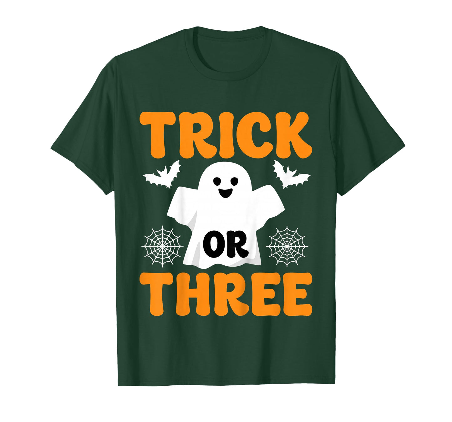 Kids Trick or Three Halloween Spooky Ghost Kids 3rd Birthday T-Shirt