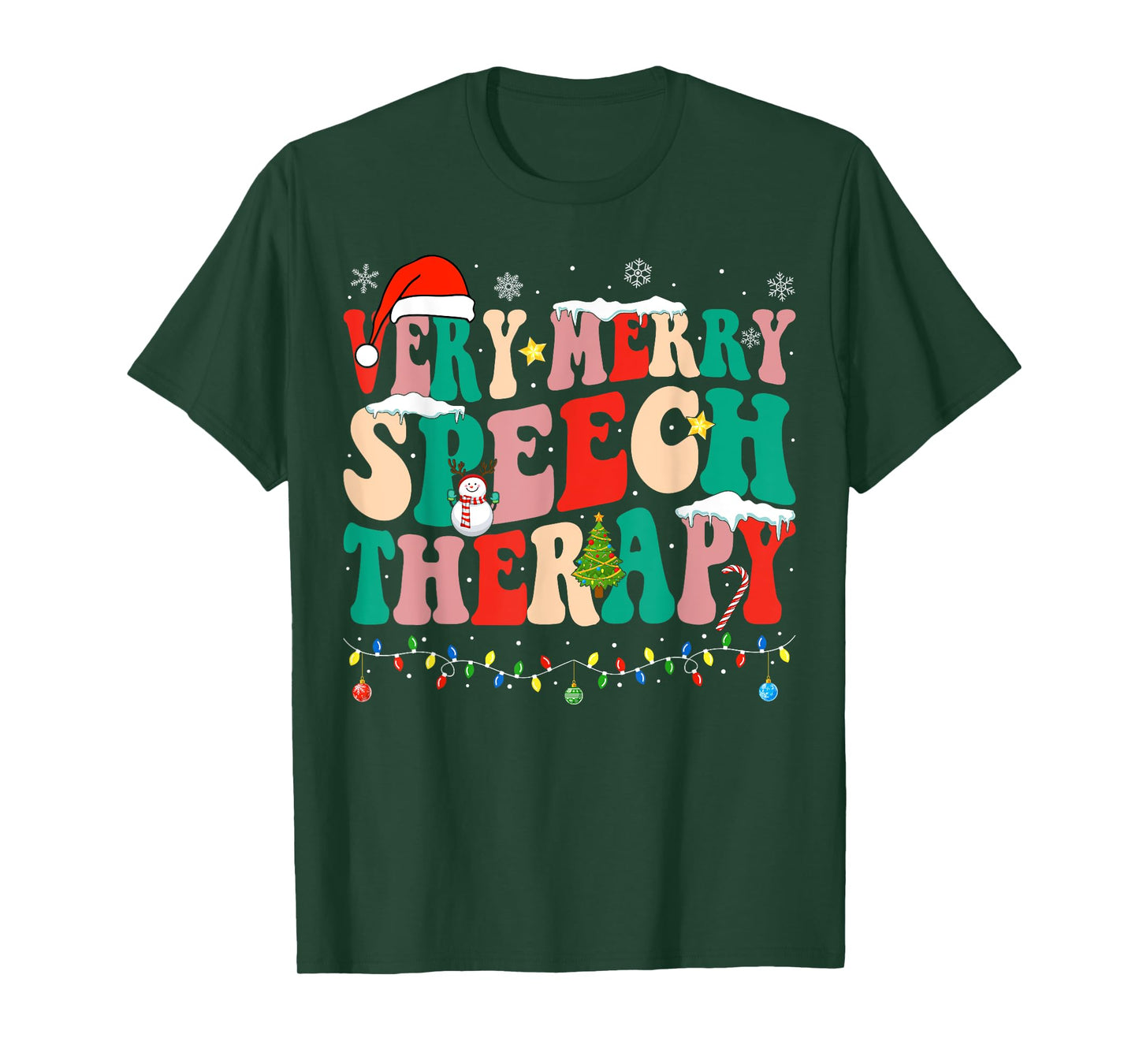 Very Merry Speech Therapy Christmas Speech Therapist SLP T-Shirt