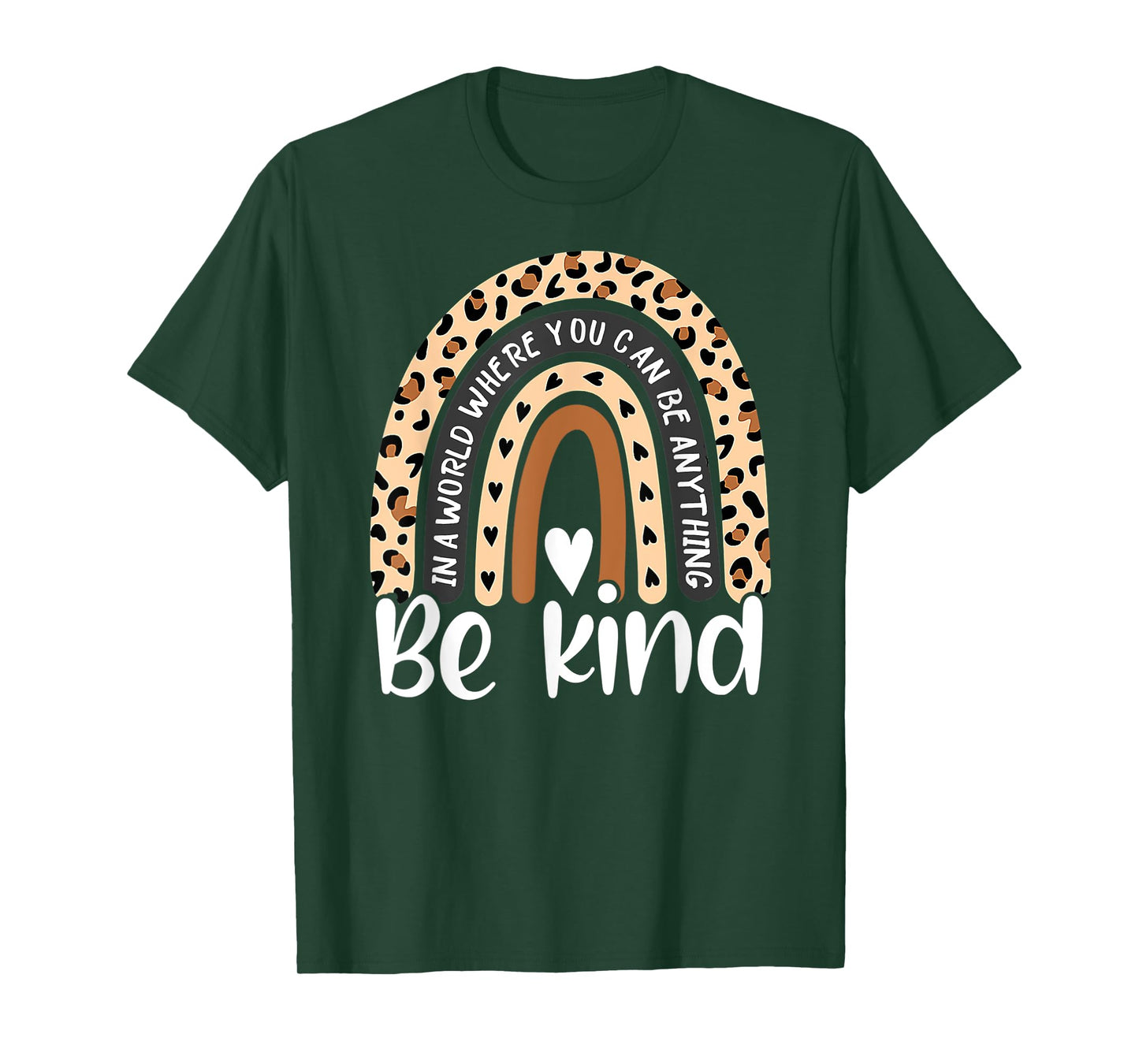 Be Kind Boho Leopard Rainbow Kindness Inspirational Cute T-Shirt
