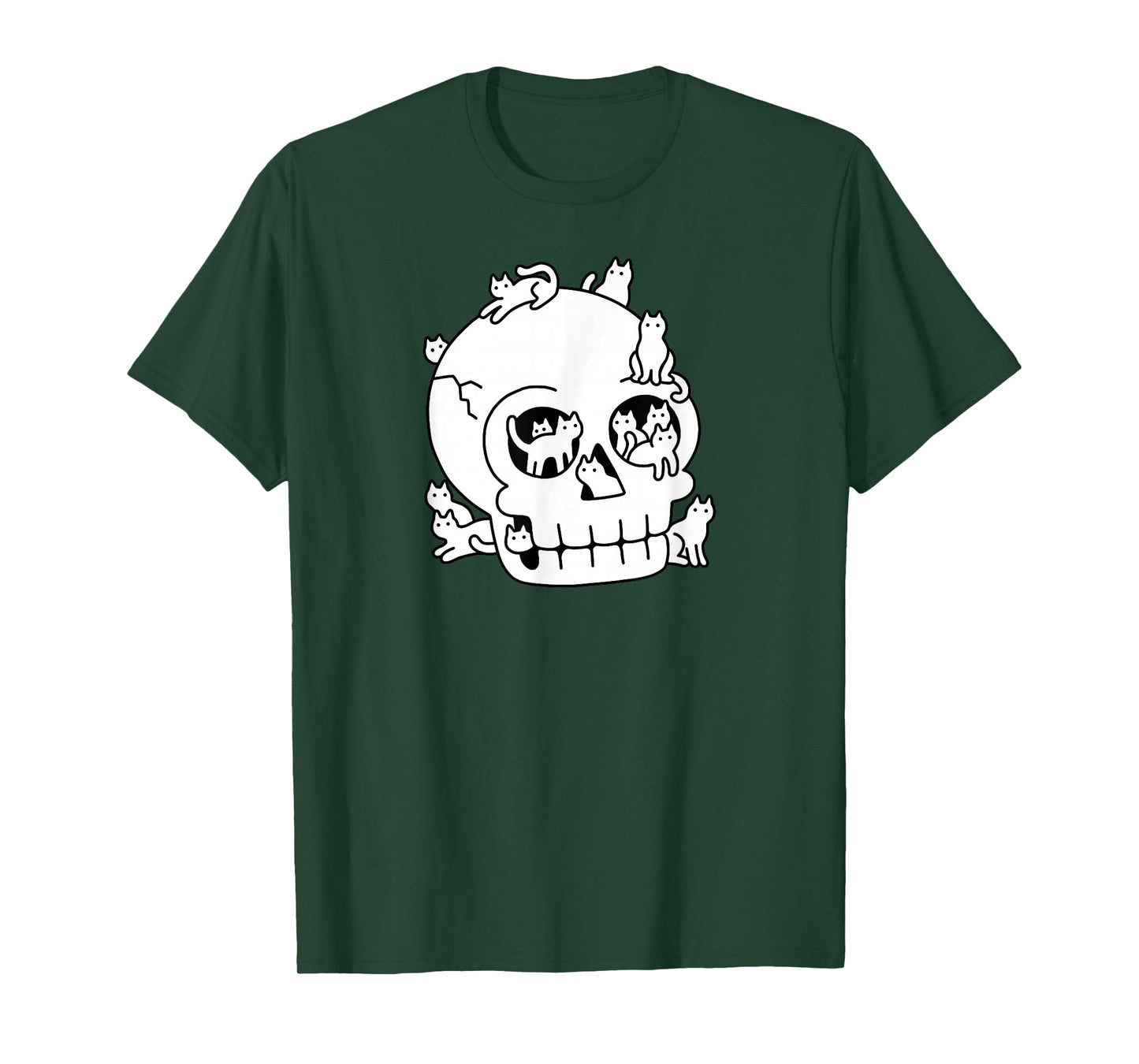Threadless Obinsun Skull Is Full Of Cats Doodle Graphic T-Shirt