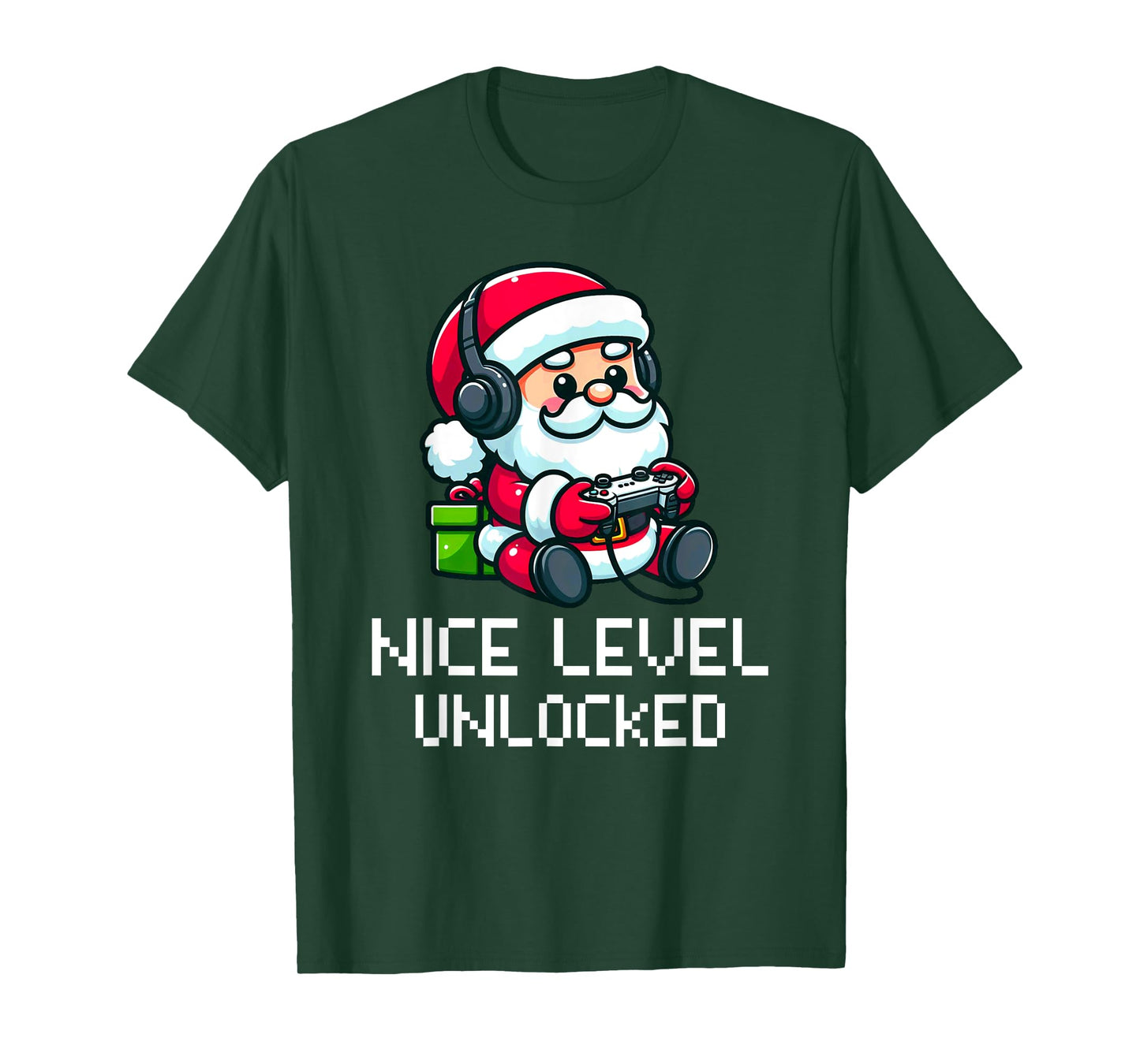 Santa Claus Playing Video Game Funny Nice Level Unlocked T-Shirt