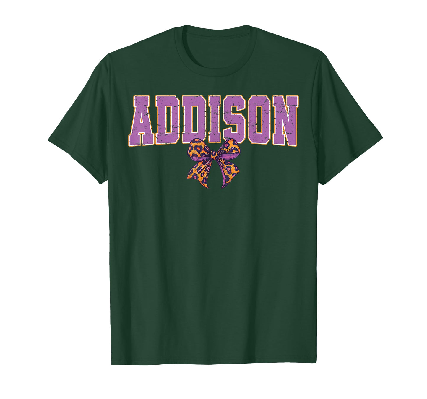 Addison Leopard Bow Trendy Name Design for Women and Girls T-Shirt