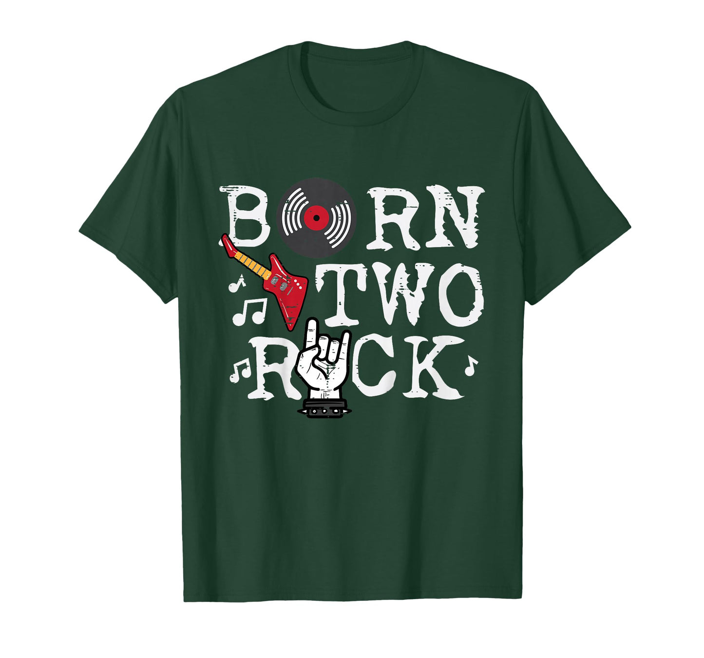 Kids 2nd Birthday Guitar Born Two 2 Rock Rocker Bday Boys Kids T-Shirt