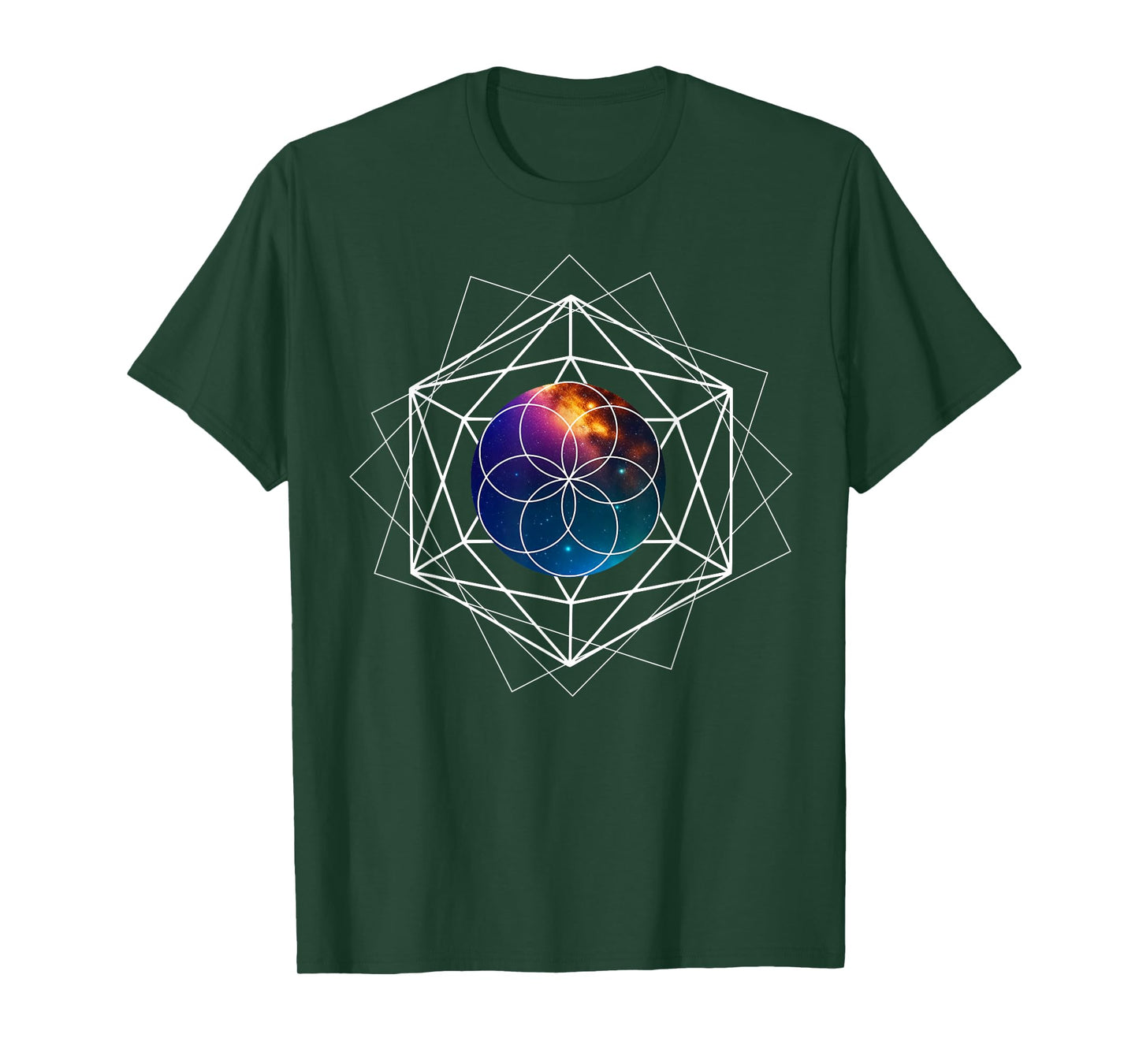 Seed of Life Sacred Geometry Galaxy Metaphysical Yoga Reiki T-Shirt
