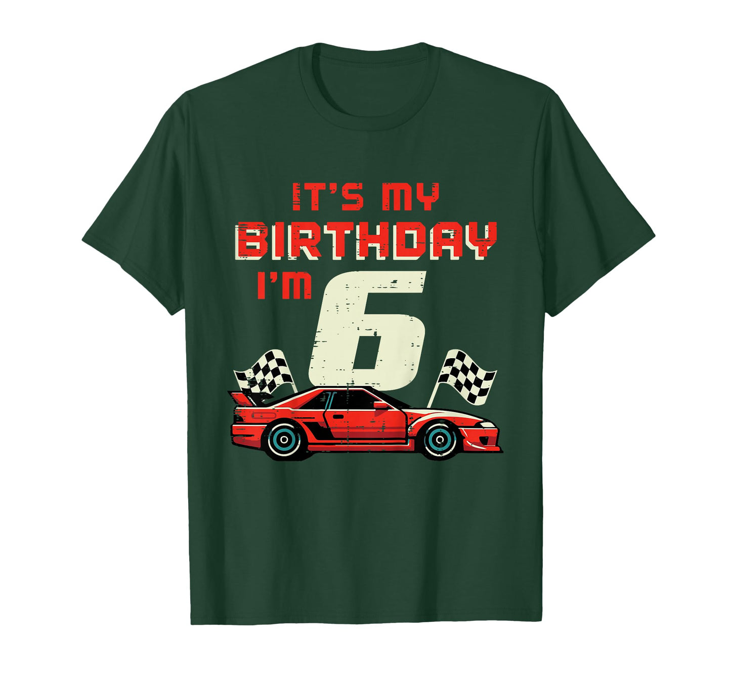 Kids Its My Birthday Im 6 Race Car 6th Bday Six Year Old Boys Kid T-Shirt