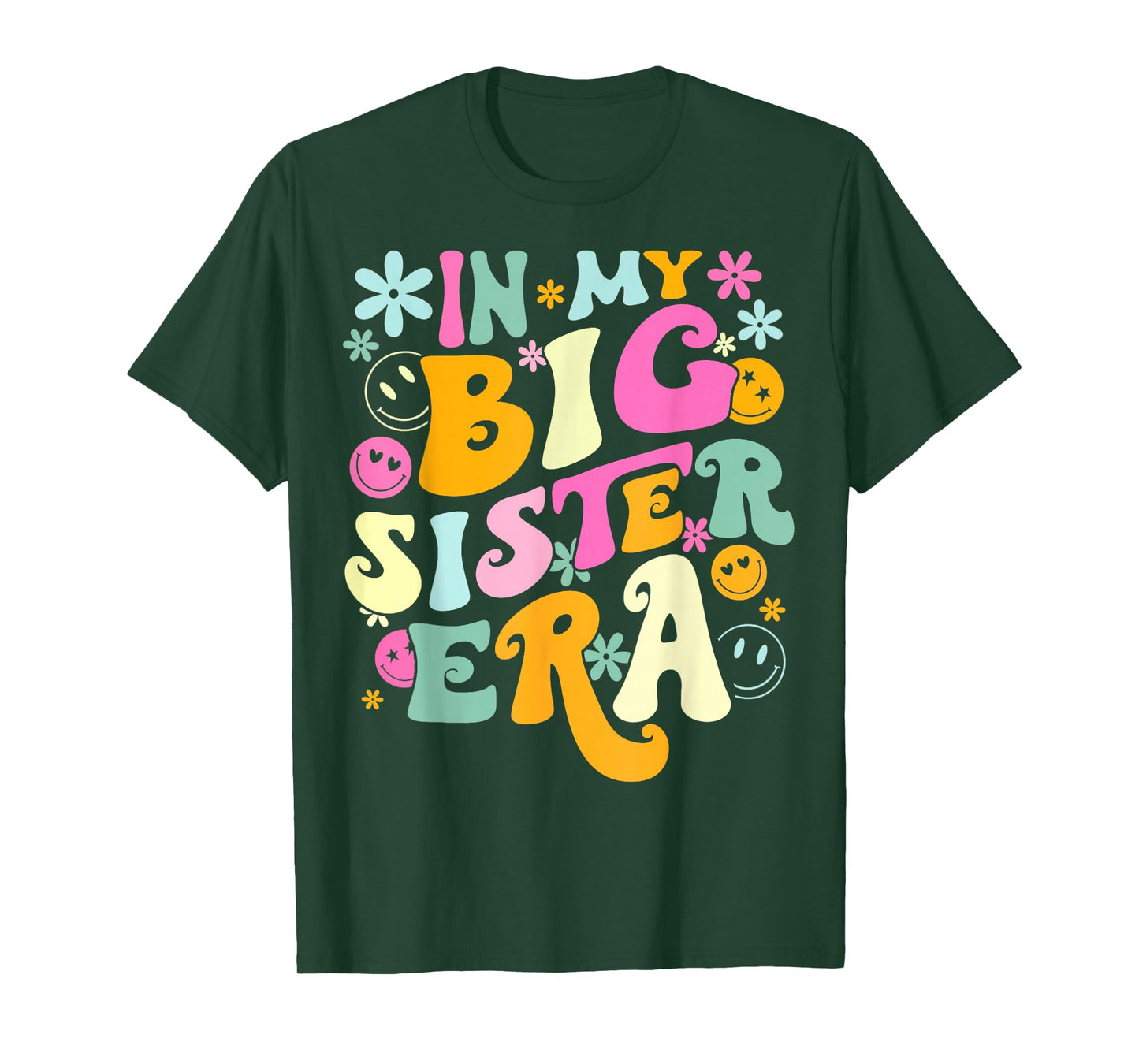 Groovy In My Big Sister Era Birthday Baby Reveal Est 2024 T-Shirt