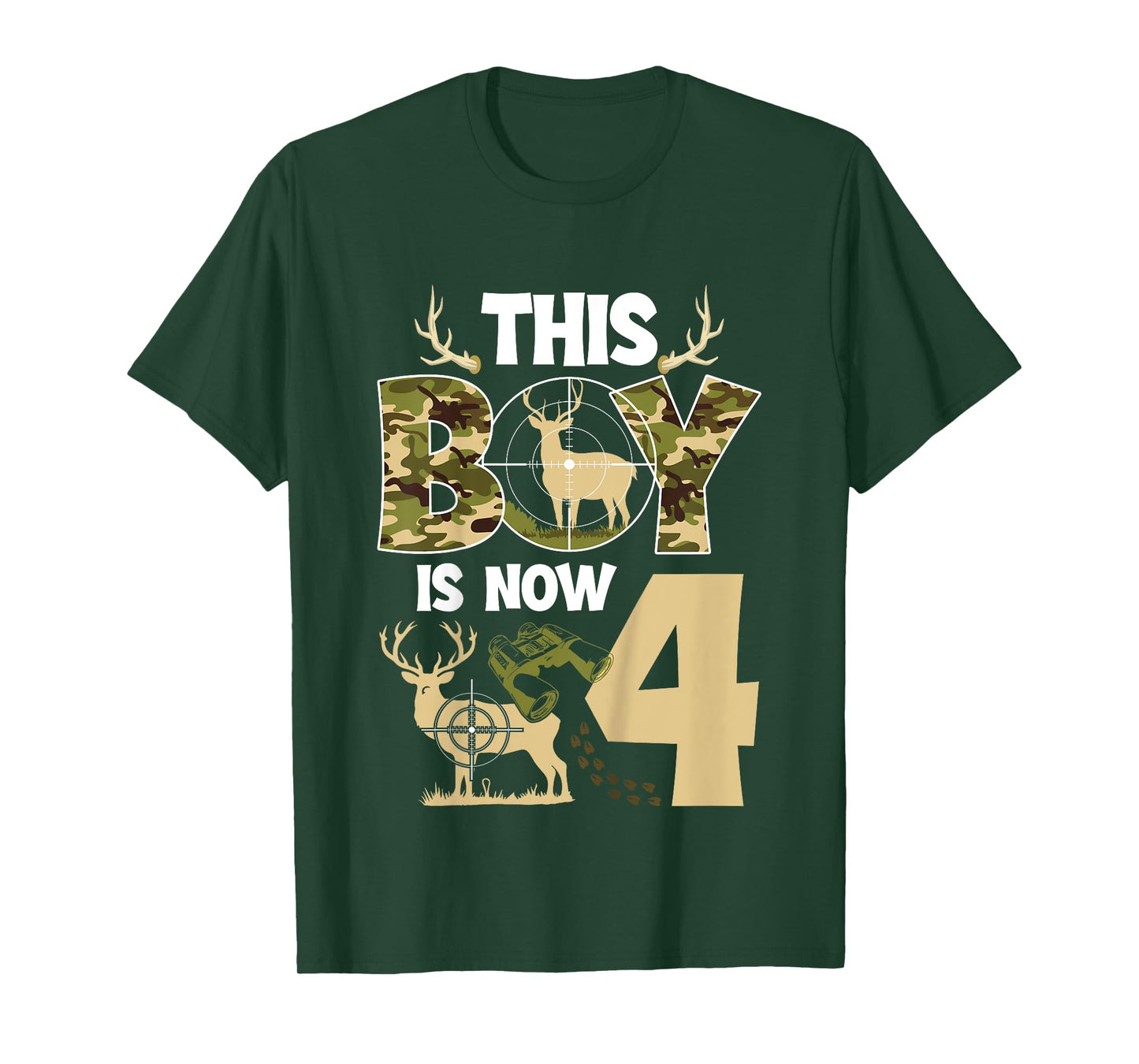 4th Hunting Birthday Party 4 Year Old Hunter Birthday T-Shirt