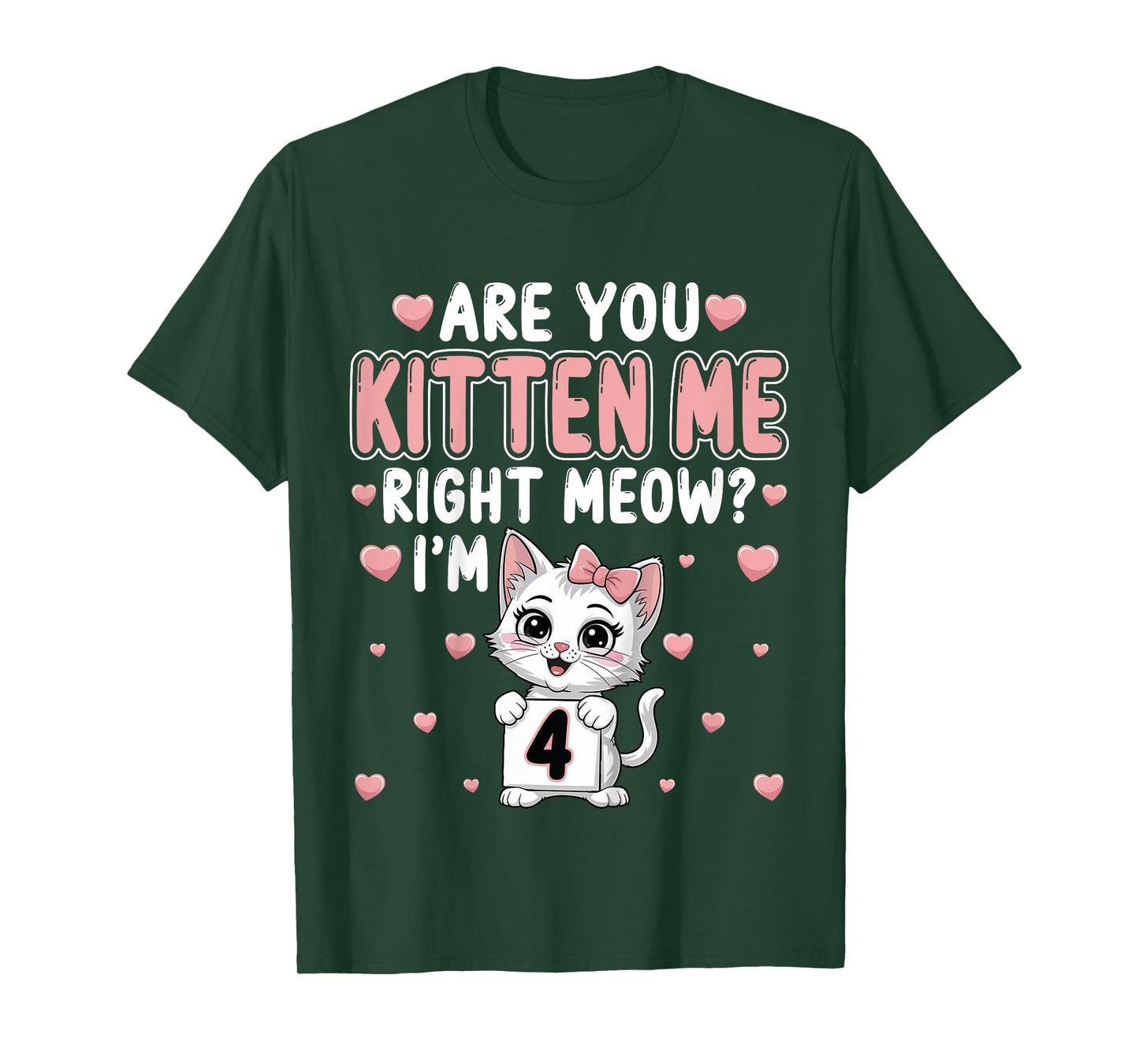 Are You Kitten Me Right Meow I’m 4 Cat 4th Birthday Party T-Shirt for Kids