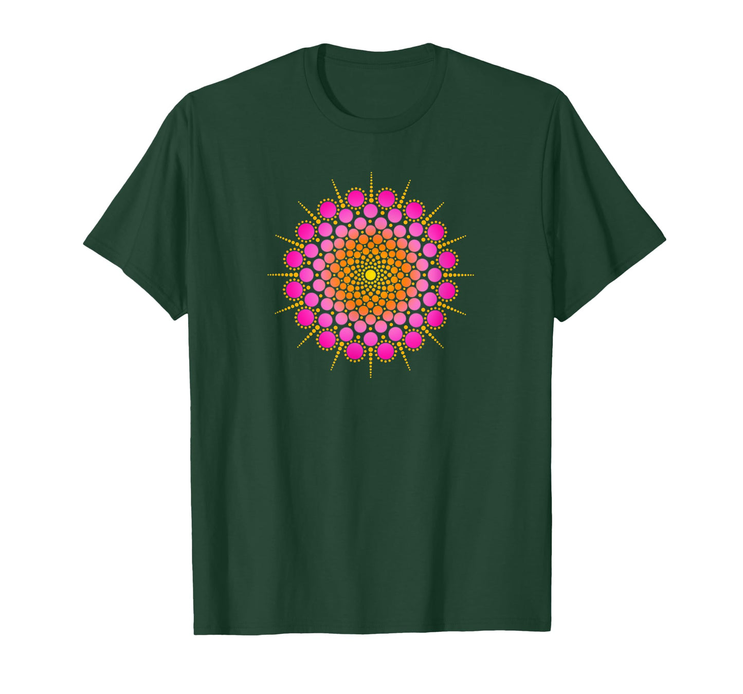 Zen Yoga Meditation Mehndi Dot Mandala Pink Orange Yellow T-Shirt