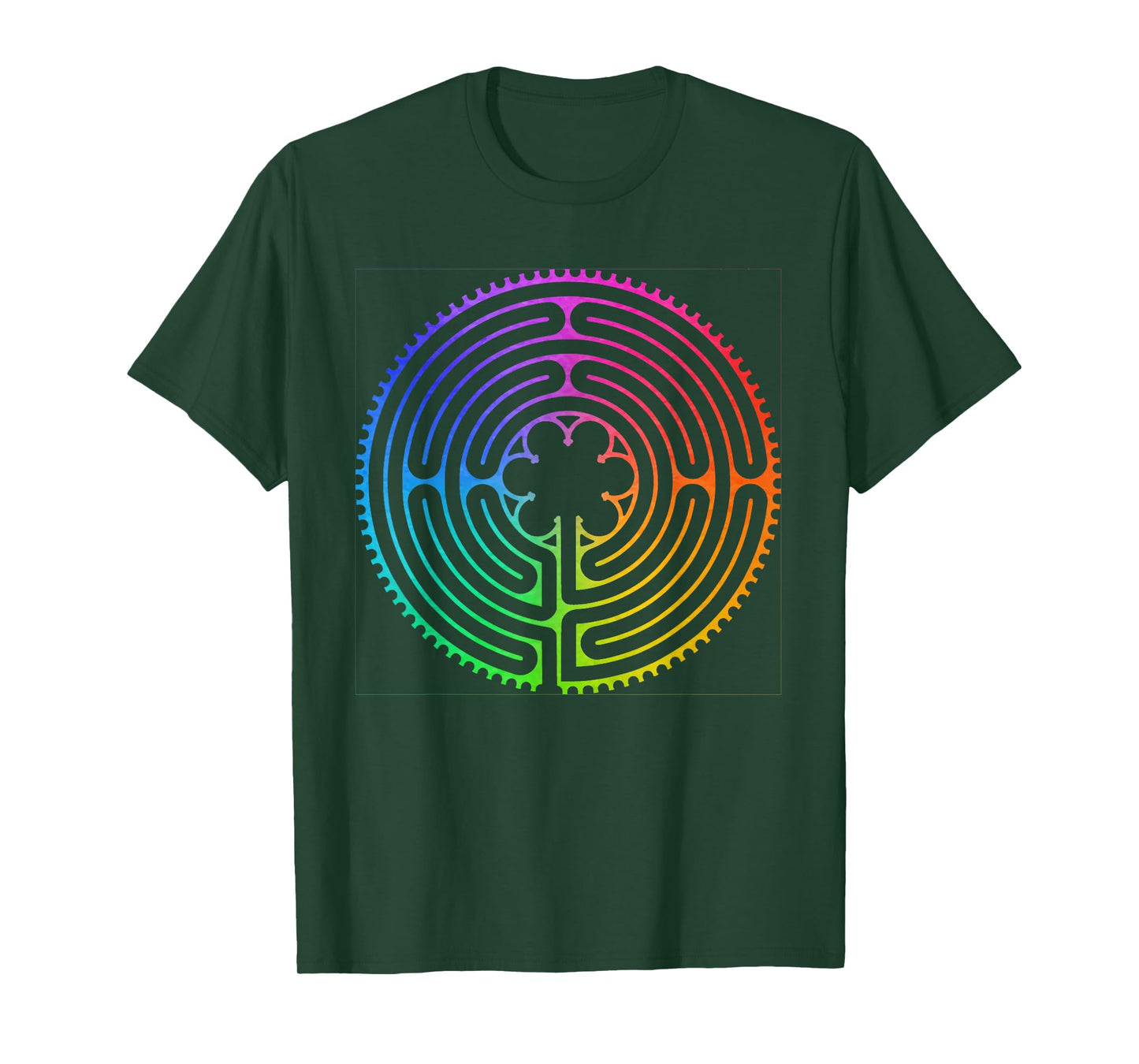 Labyrinth Rainbow Chartres Labyrinth Maze Yoga Design T-Shirt