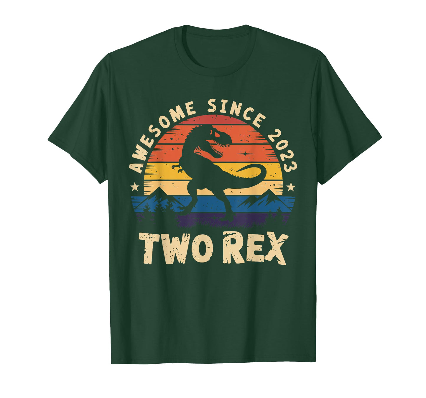 Two Rex 2nd Birthday Bday Boys Second Dinosaur 2 Year Old T-Shirt
