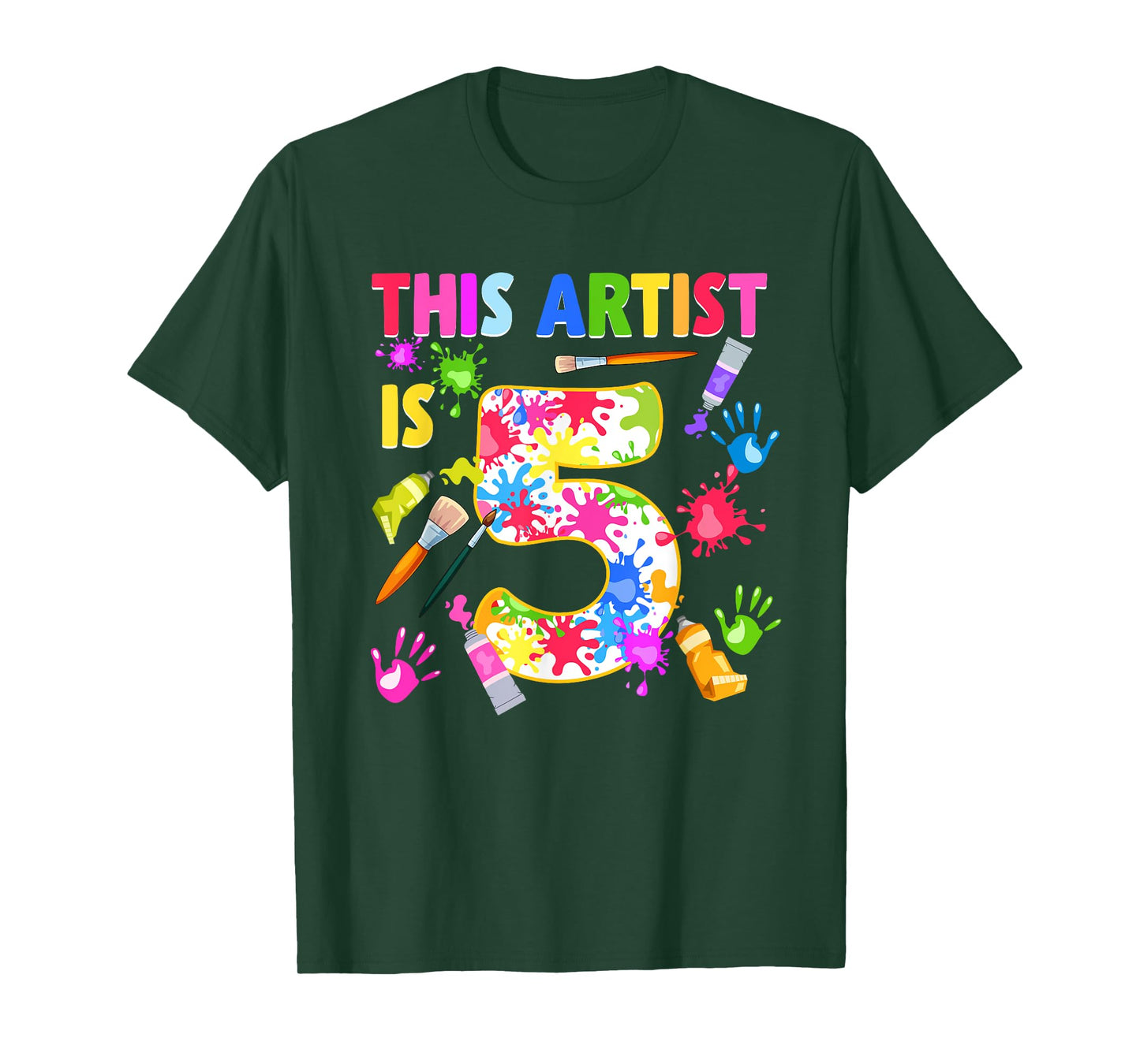 This Artist Is 5 Year Old Birthday 5th Painting Art Party T-Shirt