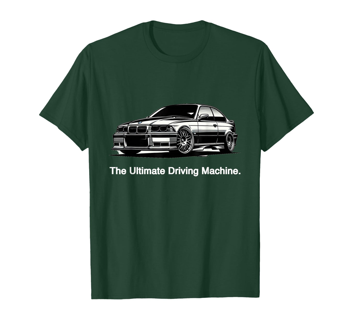 Russ Designs Ultimate Driving Machine Vintage Euro E36 T-Shirt - Black, Small, Unisex-Adult, Short Sleeve, Car Print, Polyester 100%