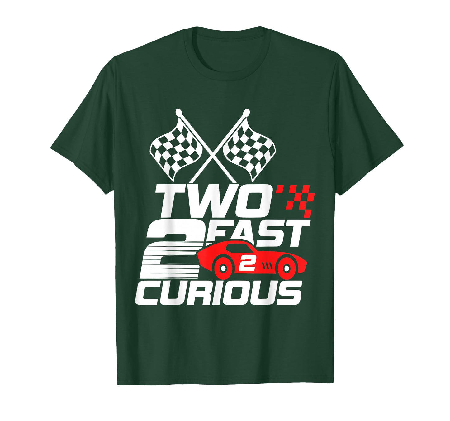 Two Fast 2 Curious Race Car 2nd Birthday Toddler Boy Girl T-Shirt