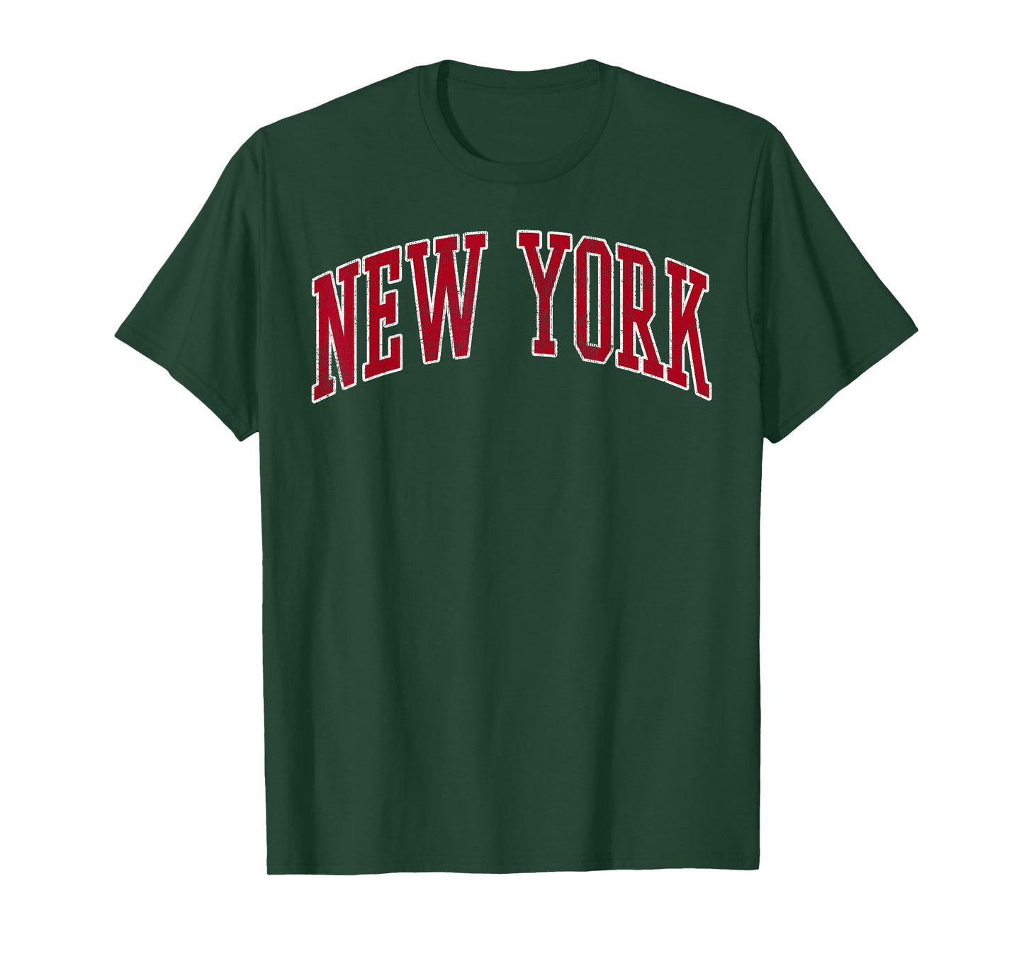 New York Vintage Preppy Varsity Sports Design Red Text T-Shirt