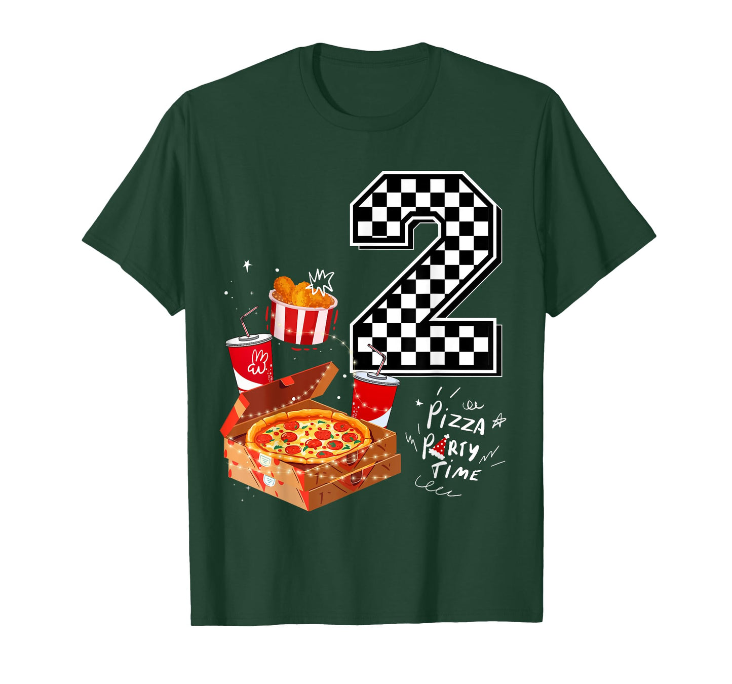 Kids Funny Pizza Lover 2nd Birthday Crew 2 Years Old Matchin T-Shirt