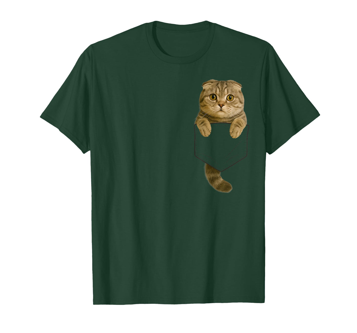 Scottish Fold Cat Pocket Gifts Cat Mom Cat Dad Cat Lover T-Shirt