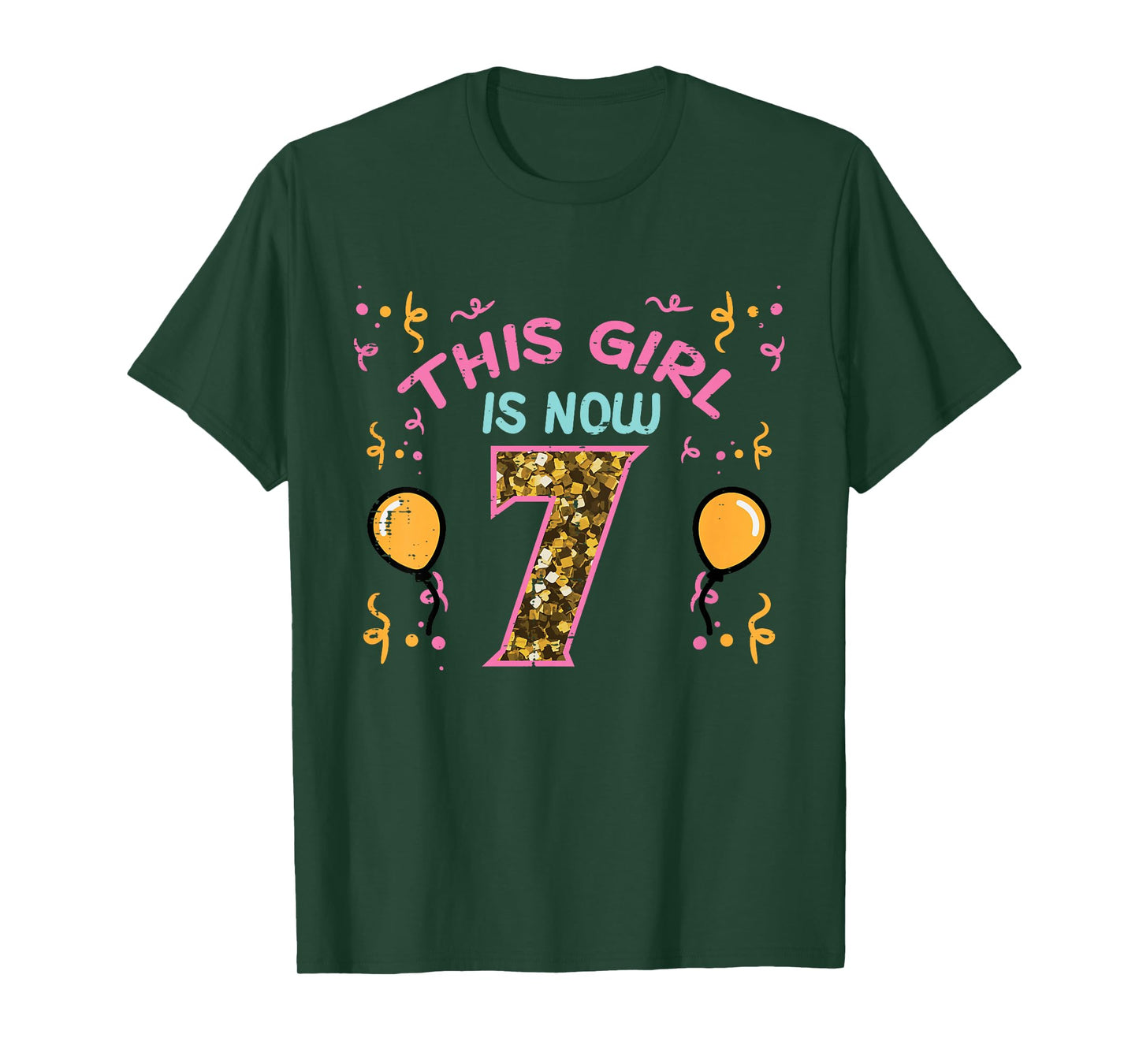7th Birthday This Girl Is Now 7 Seven Year Old Bday Girls T-Shirt