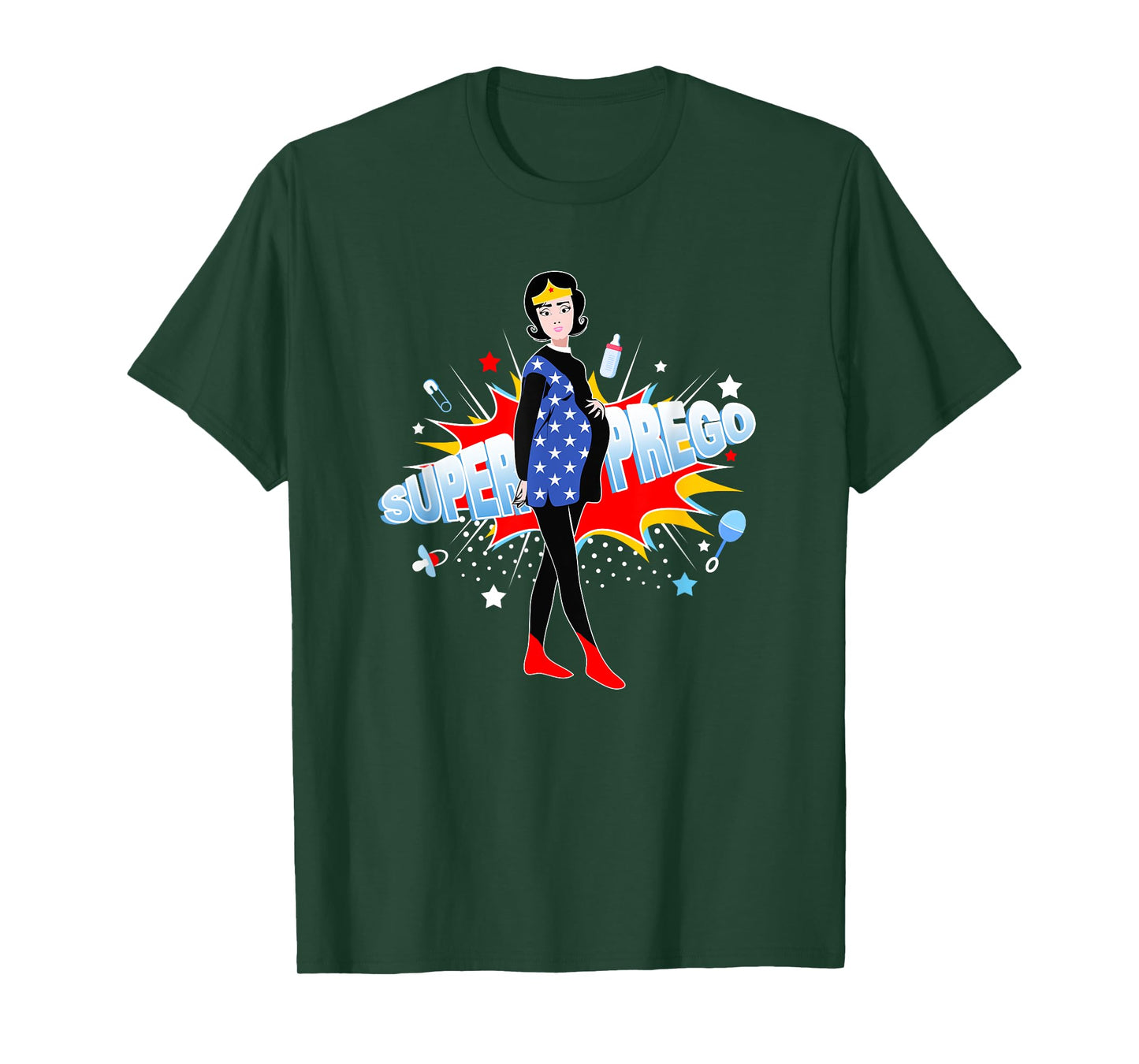 Funny Pregnancy, Super Prego Mom Pregnant T-Shirt