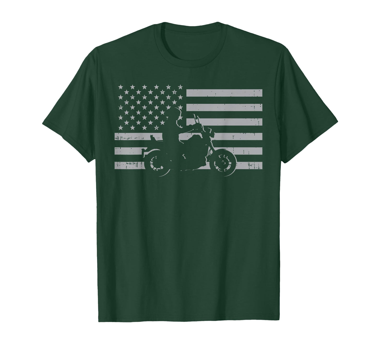 Motorcycle US Flag Biker Motorbike Men Women Kids Teen Youth T-Shirt