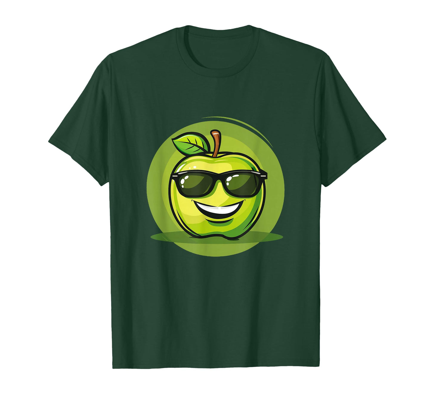Green Apple with big Smile and Cool Sunglasses Costume T-Shirt