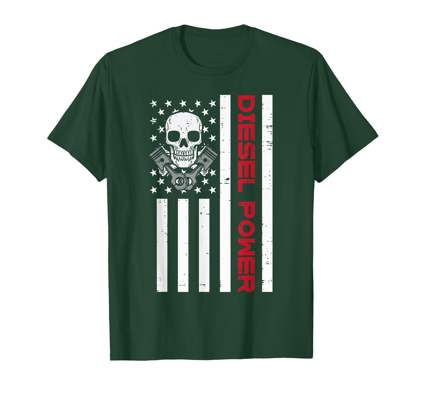 Truck Diesel Power US Flag Skull Patriotic Men Women Kids T-Shirt