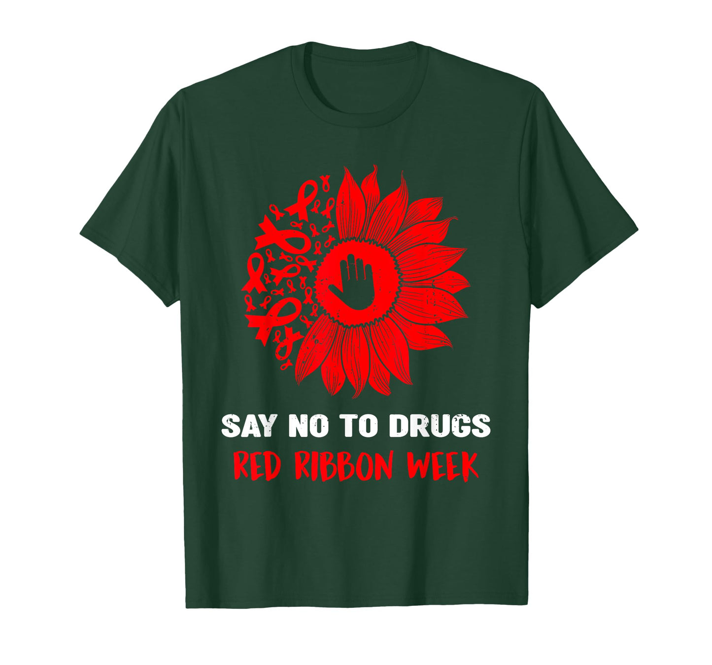 red ribbon week say no to drugs sunflower T-Shirt