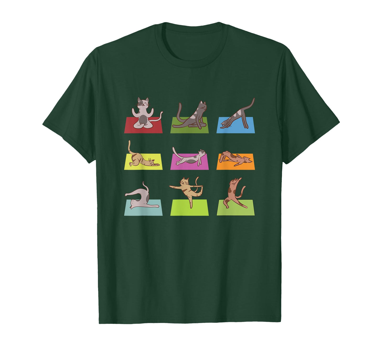 Funny Cat Yoga Positions Meditation Yoga Lover T-Shirt for Men Women Girls Kids