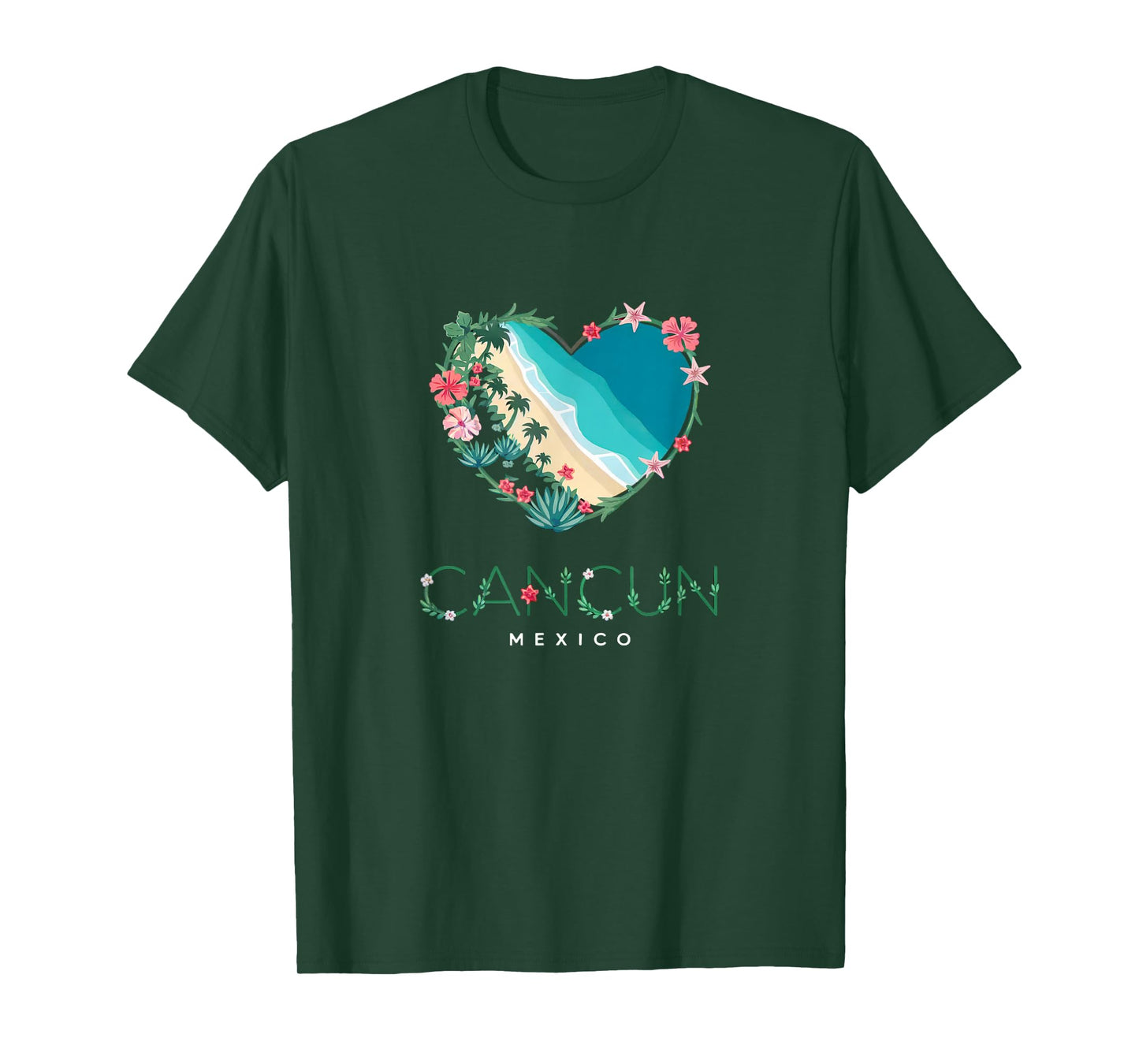 Cancun Floral Heart - Mexican Beach Lovers' Souvenir T-Shirt