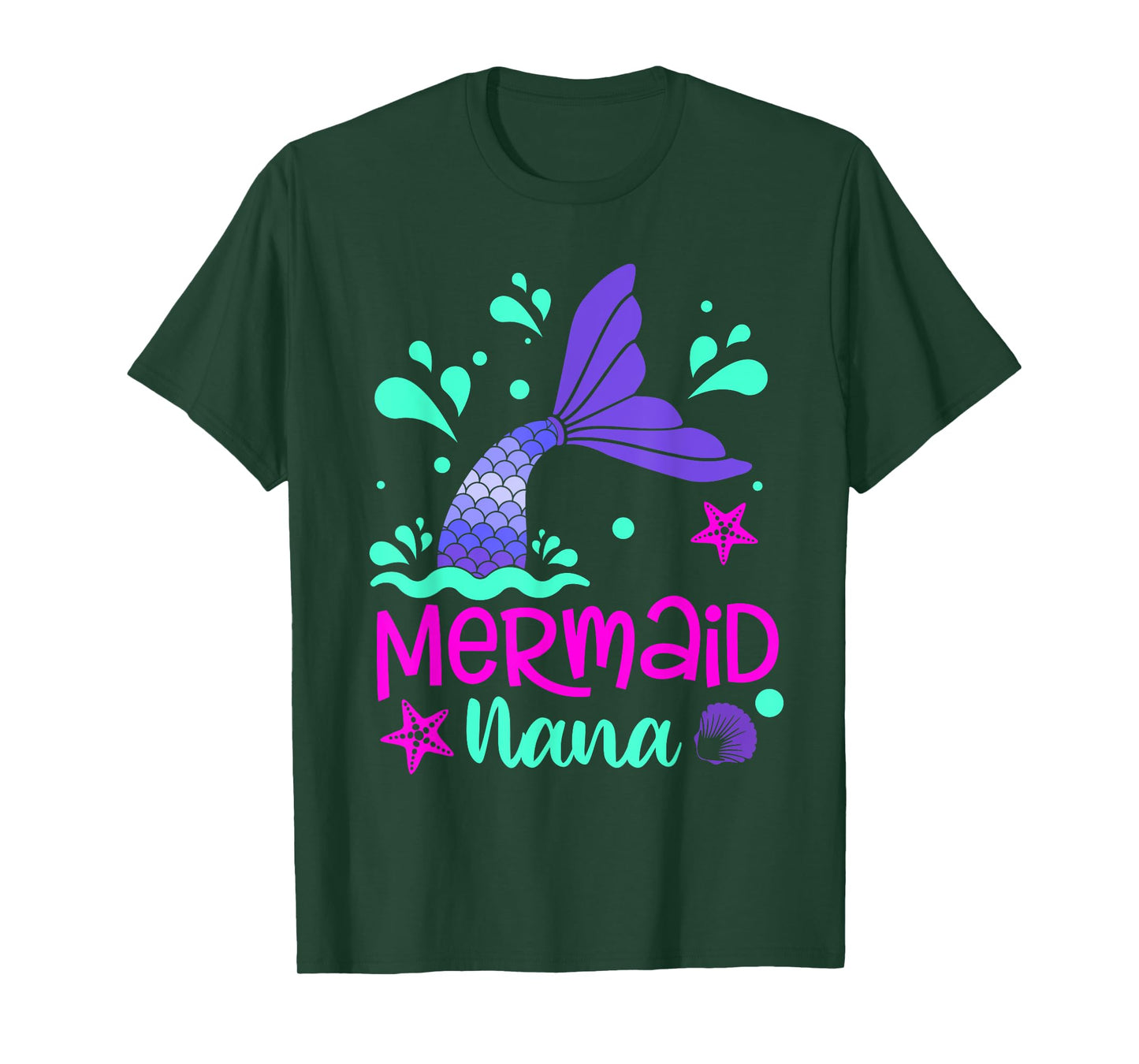 Mermaid Nana Funny Matching Family Bday Party Squad T-Shirt