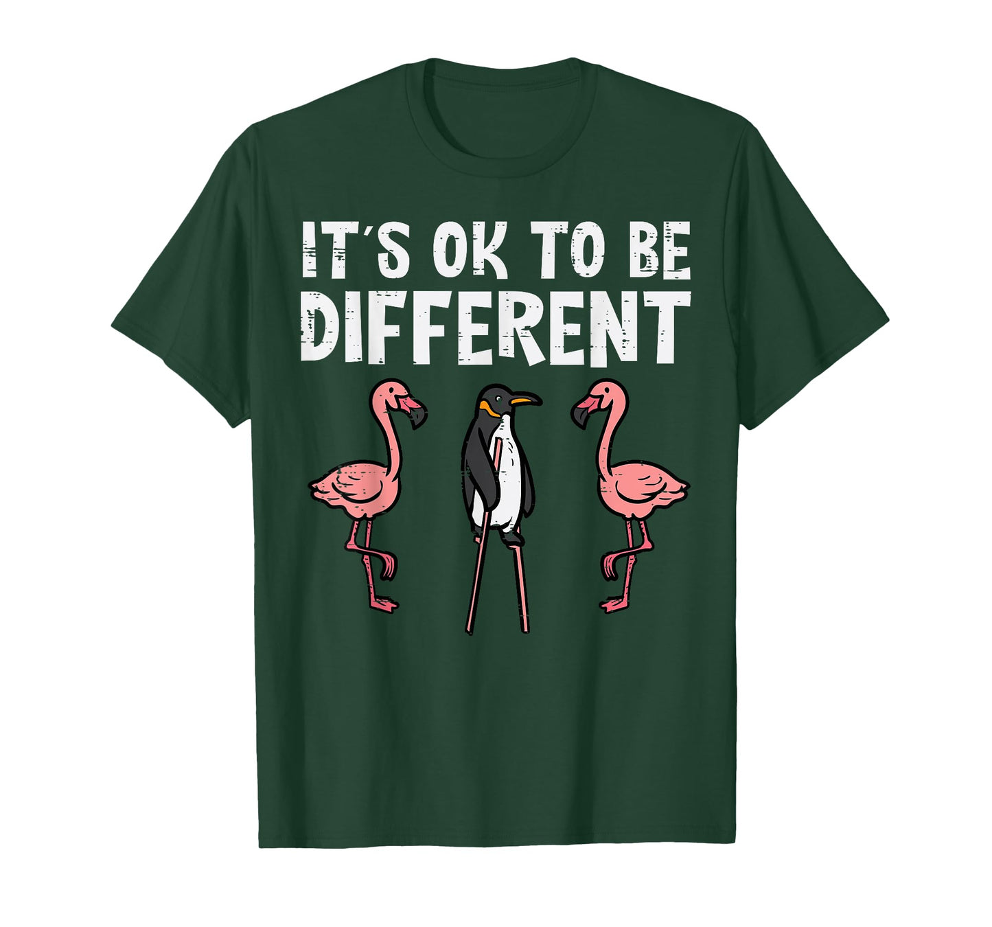Penguin Its Okay To Be Different Flamingo Men Women Kids T-Shirt