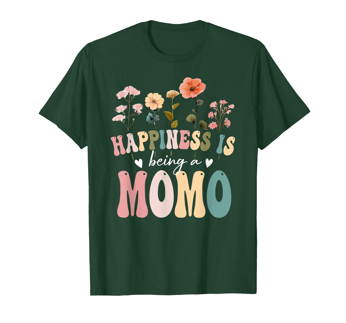 Happiness is Being a Momo Floral Design Momo Mother's Day T-Shirt