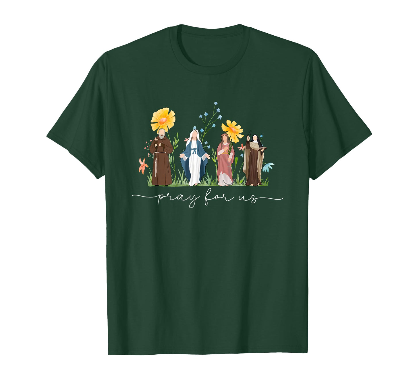 Catholic Saints Floral Women Religious Men Women Kids T-Shirt