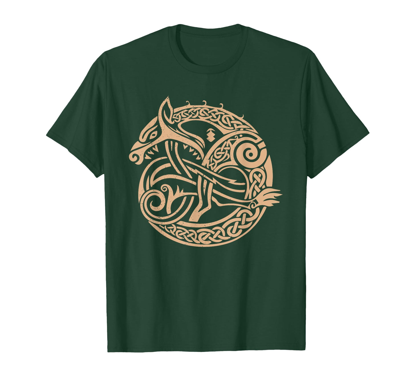 Nordic Tribal Fenrir the Wolf Viking Symbol Beige T-Shirt