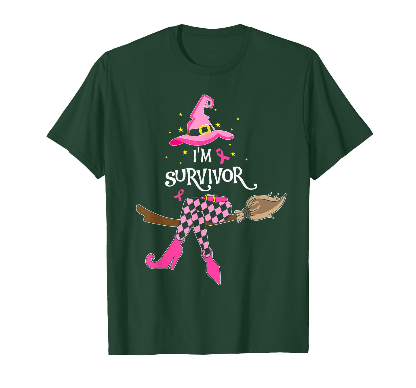 Witch Im A Survivor Halloween Breast Cancer Awareness Women T-Shirt