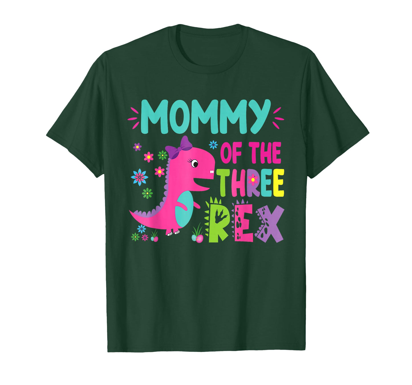Mommy of the Three Rex Birthday Dinosaur Family Matching T-Shirt